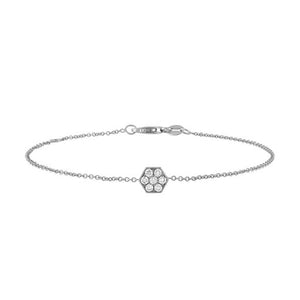 FS0216 925 Sterling Silver Hexagon Zircon Chain Bracelet