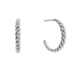 FE1385 925 Sterling Silver Gold Twisted Hoop Earrings