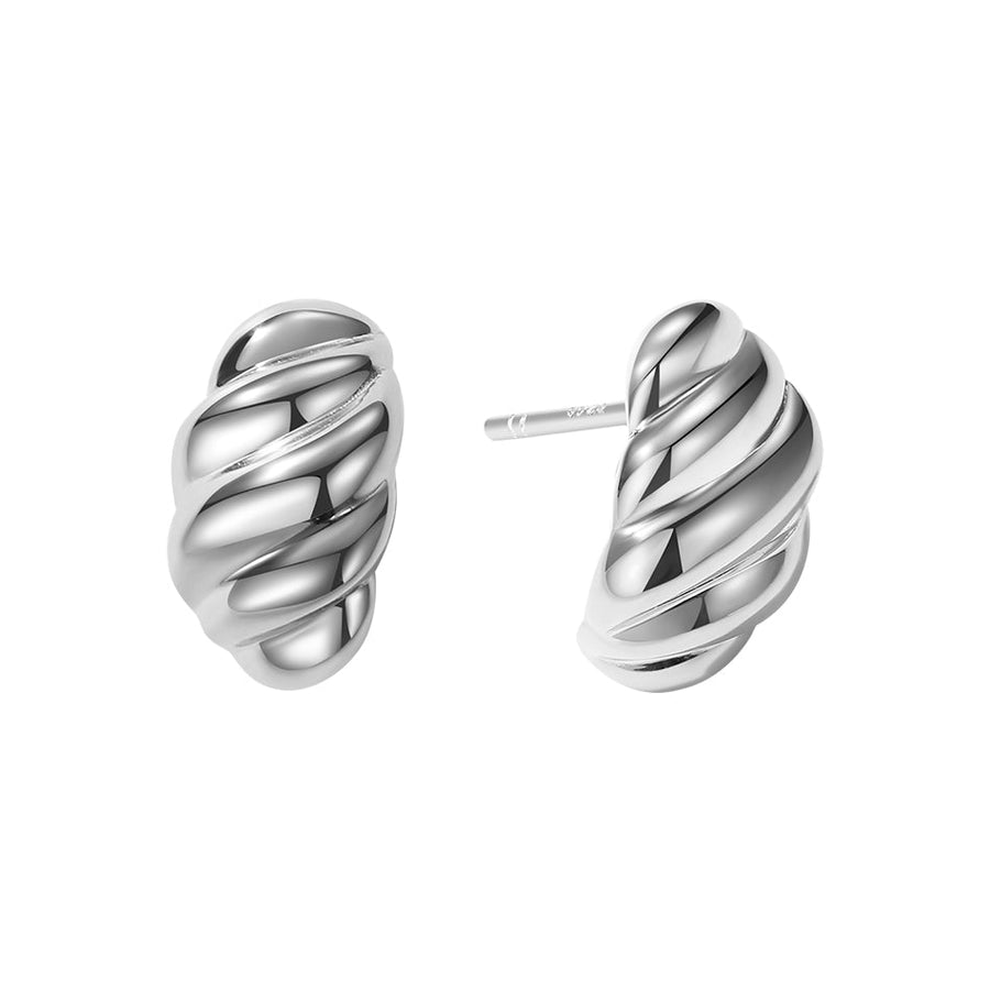 FE1365 925 Sterling Silver Chunky Croissant Stud Earrings