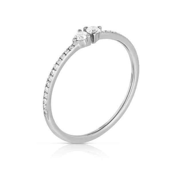 FJ0433 925 Sterling Silver Twin Zircon Ring