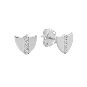 FE1448 925 Sterling Silver Zirconia Shield Stud Earring