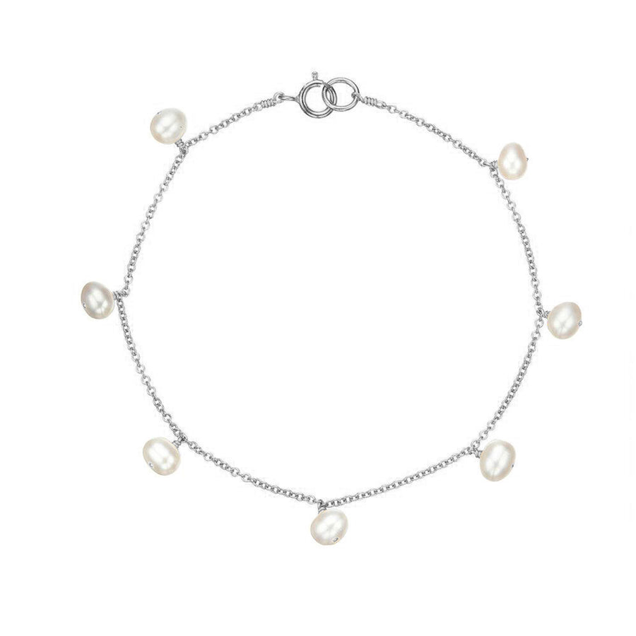 FS0188 925 Sterling Silver Pearl Drop Bracelet