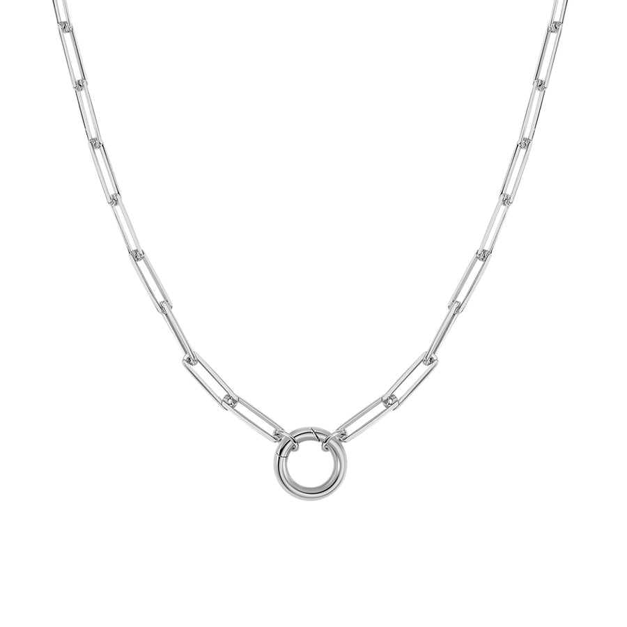 FX0900 925 Sterling Silver Paperclip Chain Charm Necklace