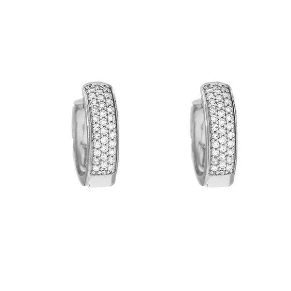 FE1196 925 Sterling Silver Pave Zircon Hoop Earrings