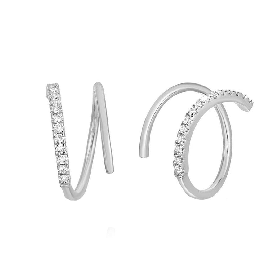 FE1524 925 Sterling Silver Spiral CZ Women Earring