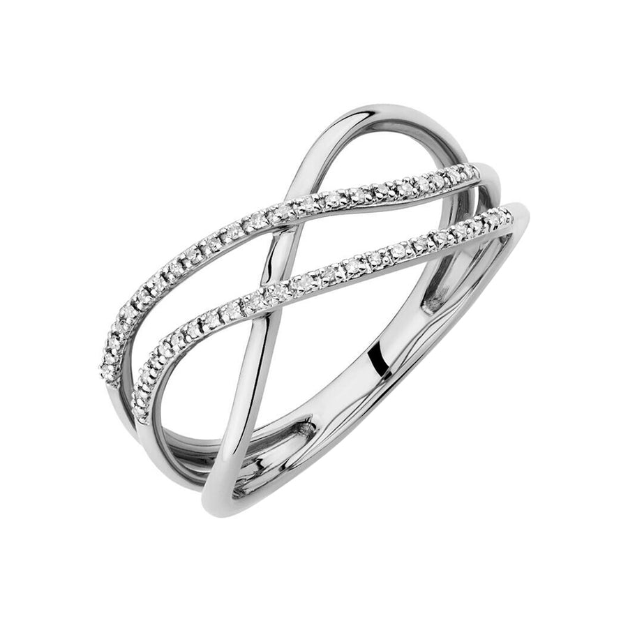 FJ0750 925 Sterling Silver Crossover Cubic Zirconia Ring