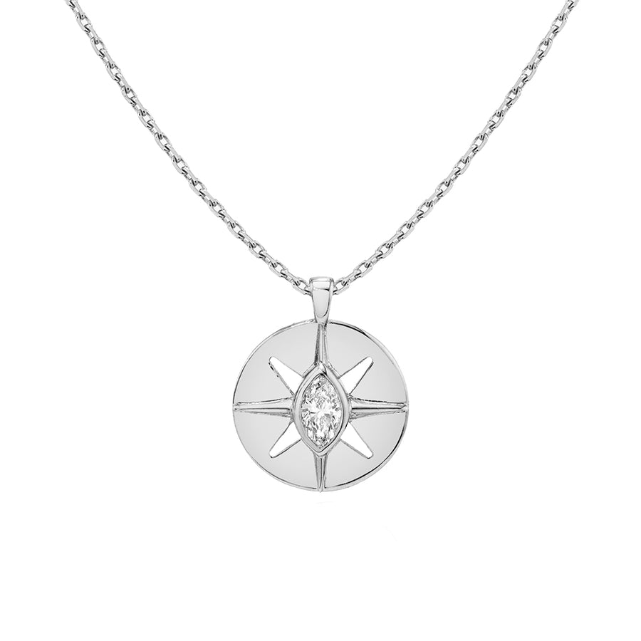 FX0819 925 Sterling Silver Intentions Medallion Disc Necklace