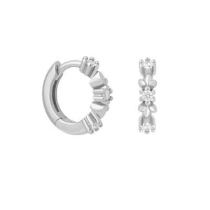 FE1163 925 Sterling Silver Cubic Zirconia Wreath Hoop Earrings
