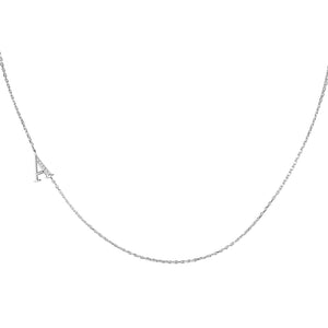 FX0860 925 Sterling Silver Initial Sideway Capital Letter A CZ Necklace