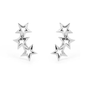 FE1367 925 Sterling Silver Triple Star Stud Earrings