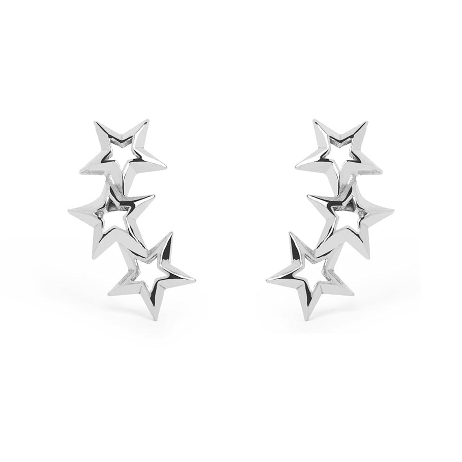 FE1367 925 Sterling Silver Triple Star Stud Earrings