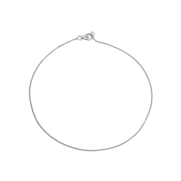 FA0013 925 Sterling Silver Box Chain Anklet