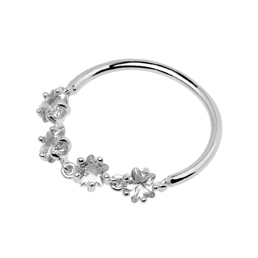 FJ0223 925 Sterling Silver Star Crystal Ring