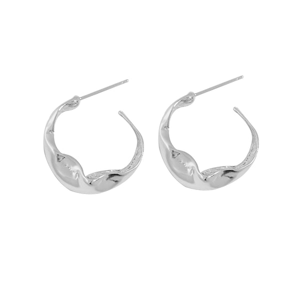 S925 RHE1005 Irregular Hoop Earring