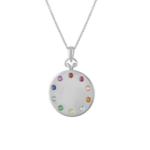 FX0630 925 Sterling Silver Rainbow Circle Pendant Necklace