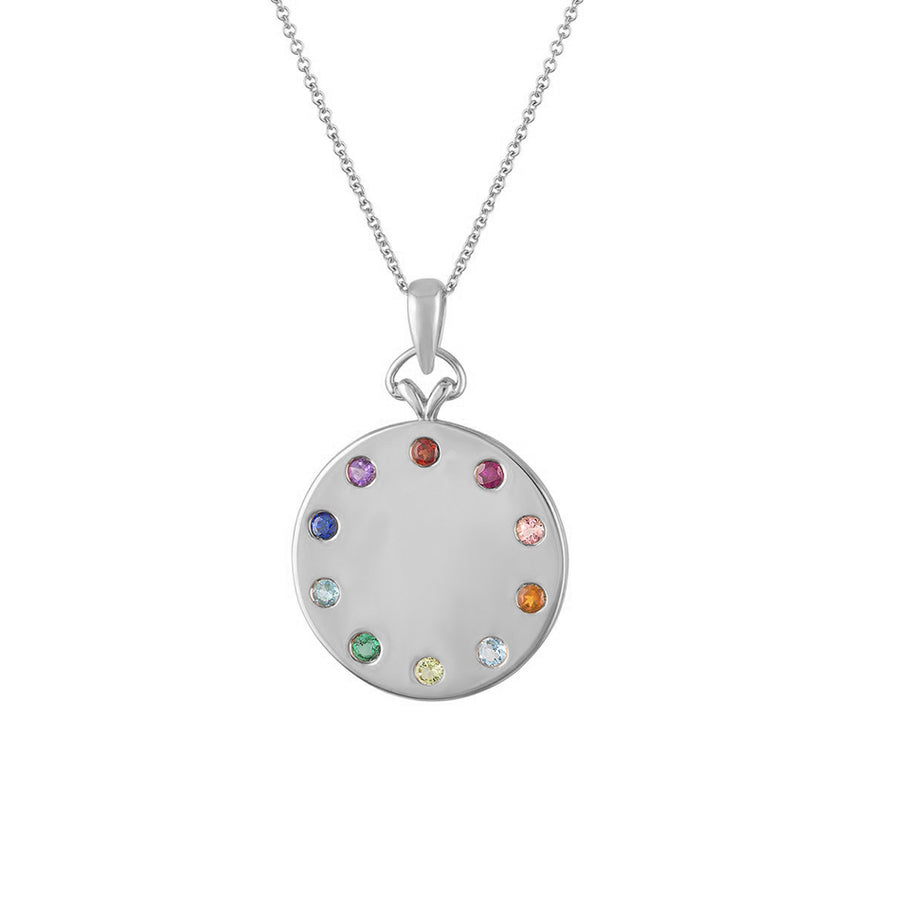 FX0630 925 Sterling Silver Rainbow Circle Pendant Necklace