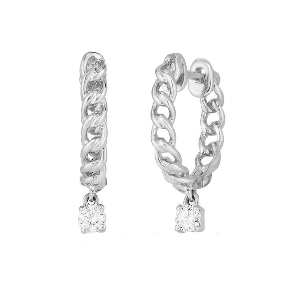 FE1461 925 Sterling Silver Knot Twist CZ Dangle Hoops