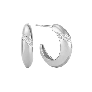 FE1377 925 Sterling Silver Pave Zircon Dome Earrings