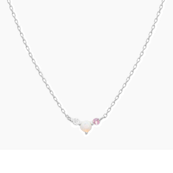 FX0662 925 Sterling Silver Opal Pendant Necklace