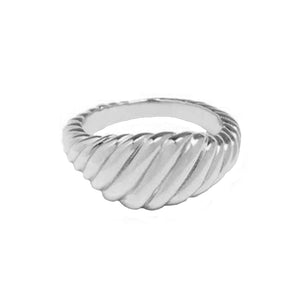 FJ0491 925 Sterling Silver Twisted Signet Ring