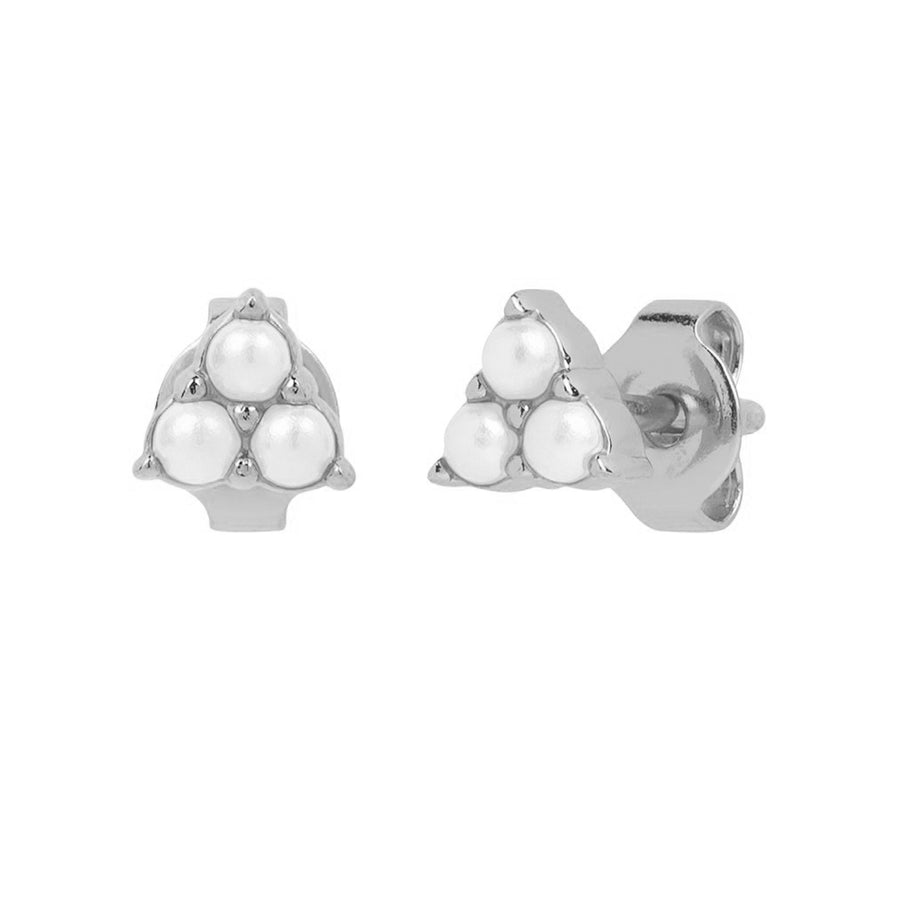 FE1613 925 Sterling Silver Freshwater Pearl Triangle Stud Earring