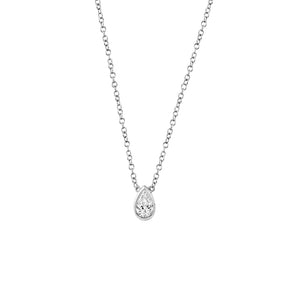 FX0425 925 Sterling Silver Teardrop Zircon Dangle Necklace