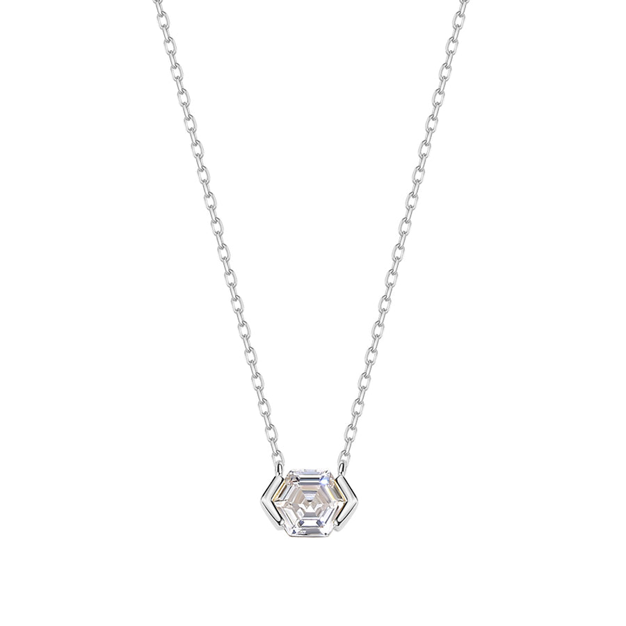 FX0858 925 Sterling Silver Single Big CZ Women Necklace