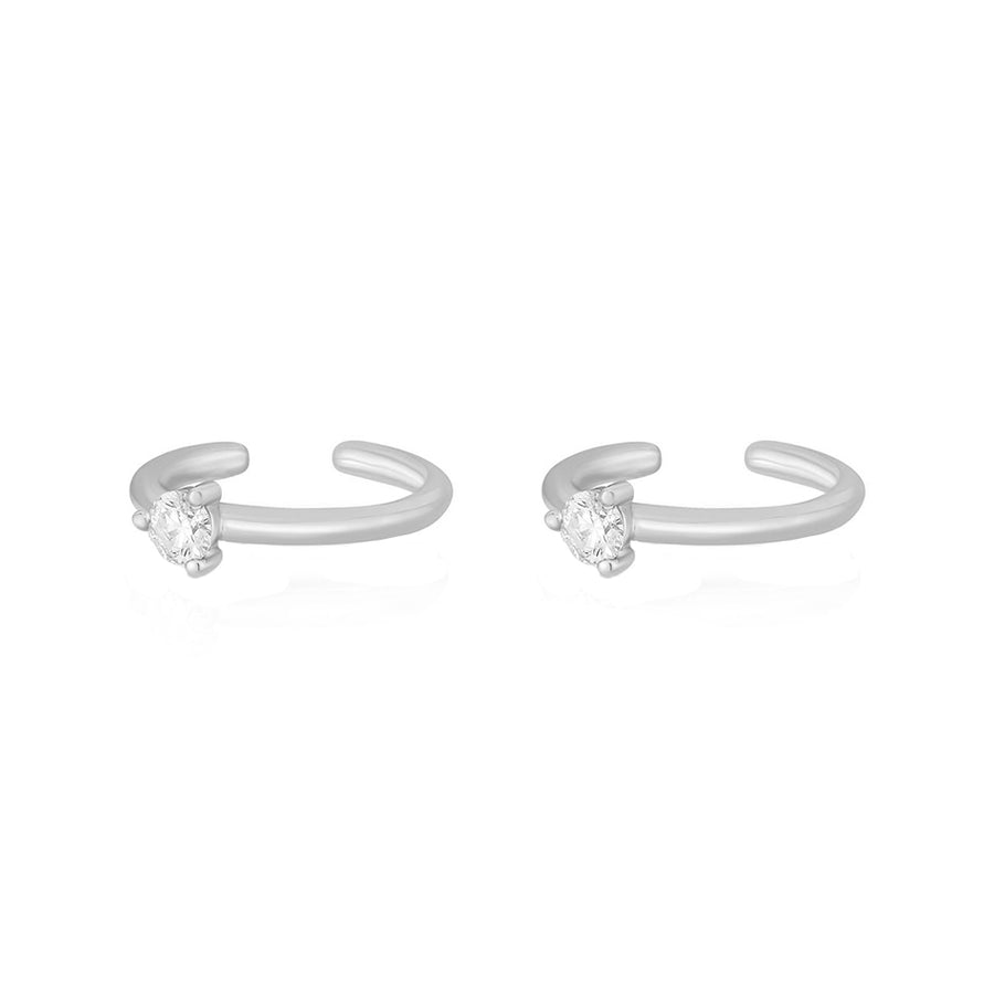 FE1530 925 Sterling Silver Single Zirconia Ear Cuff