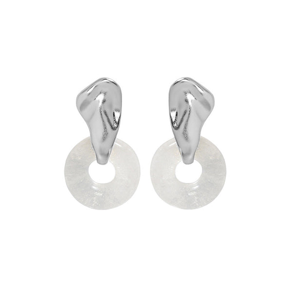 RHE1059 925 Sterling Silver White Crystal Hoops