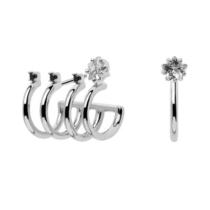 FE0700 925 Sterling Silver Star Crystal Hoop Earrings