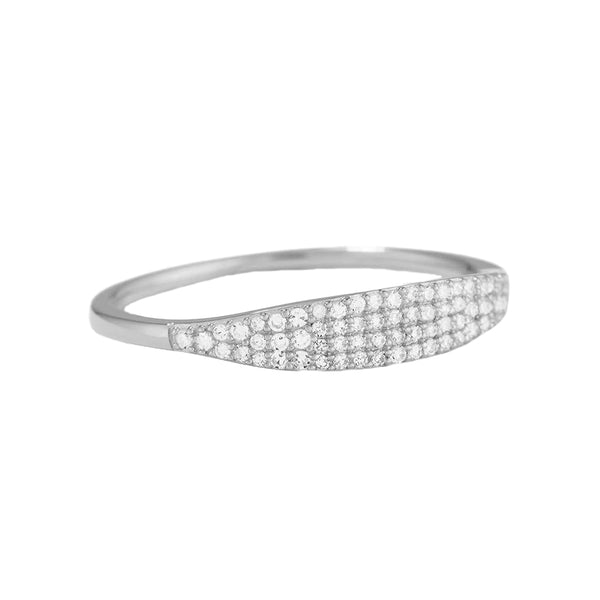 FJ0373 925 Sterling Silver Pave Zircon Signet Ring