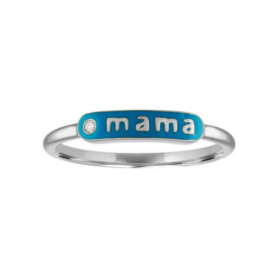 FJ0407 925 Sterling Silver MAMA Signet Enamel Ring