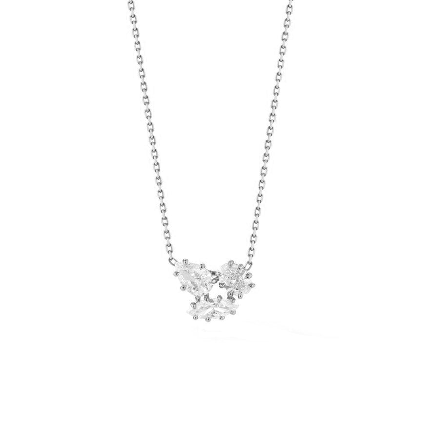 FX0642 925 Sterling Silver Quartet Zirconia Pendant Necklace