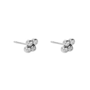 FE1684 925 Sterling Silver Bezel Cubic Zirconia Bead Stud Earring