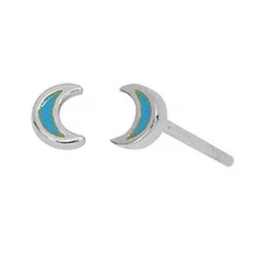 FE0137 Little Turquoise Moon Stud Earrings