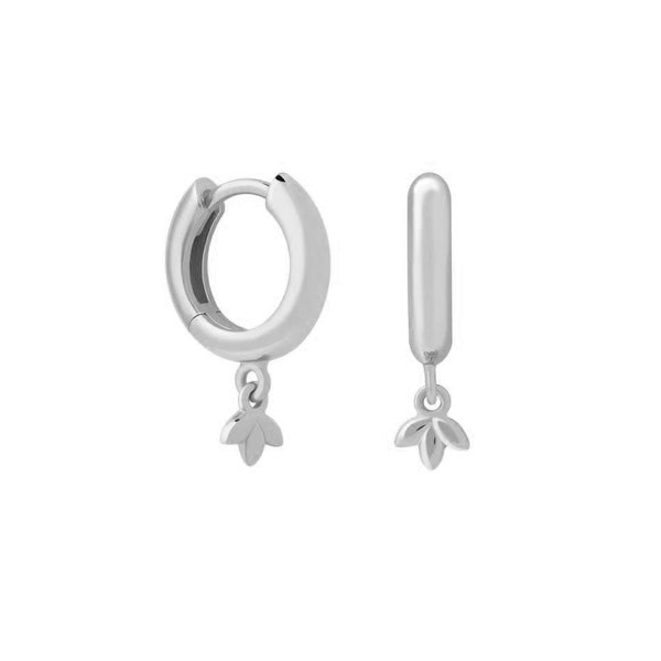 FE1158 925 Sterling Silver Clover Pendant Hoop Earrings
