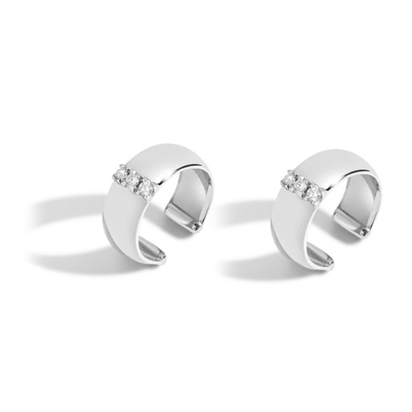 FE0277 925 Sterling Silver Bold Ear Cuff With Diamonds