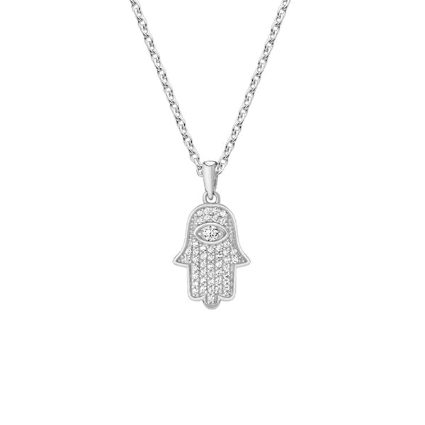 FX0632 925 Sterling Silver Hamsa Hand Pendant Necklace