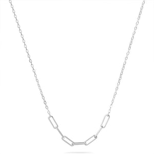 FX0823 925 Sterling Silver Paperclip Gold Necklace