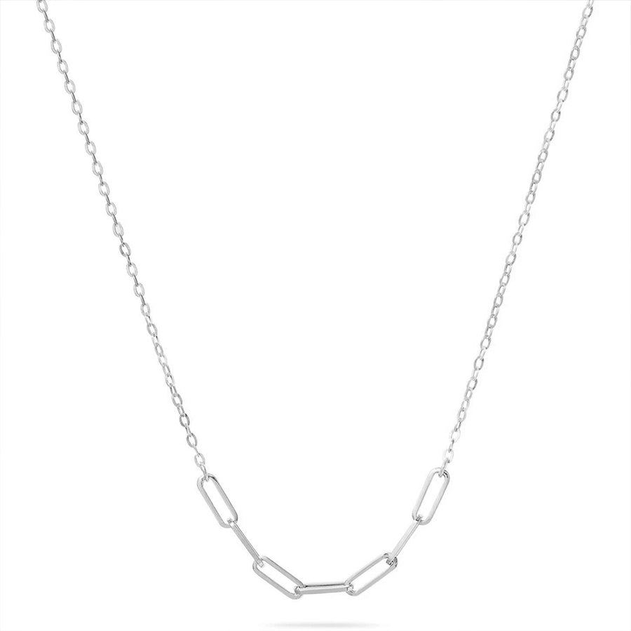 FX0823 925 Sterling Silver Paperclip Gold Necklace