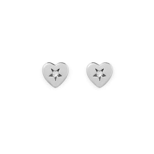 FE1000 925 Sterling Silver Heart Shape Stud Earrings