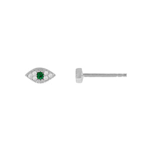 FE1753 925 Sterling Silver Cubic Zirconia Eye Stud Earring