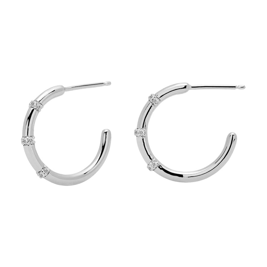 FE0679 925 Sterling Silver Zircon Hoop Earrings