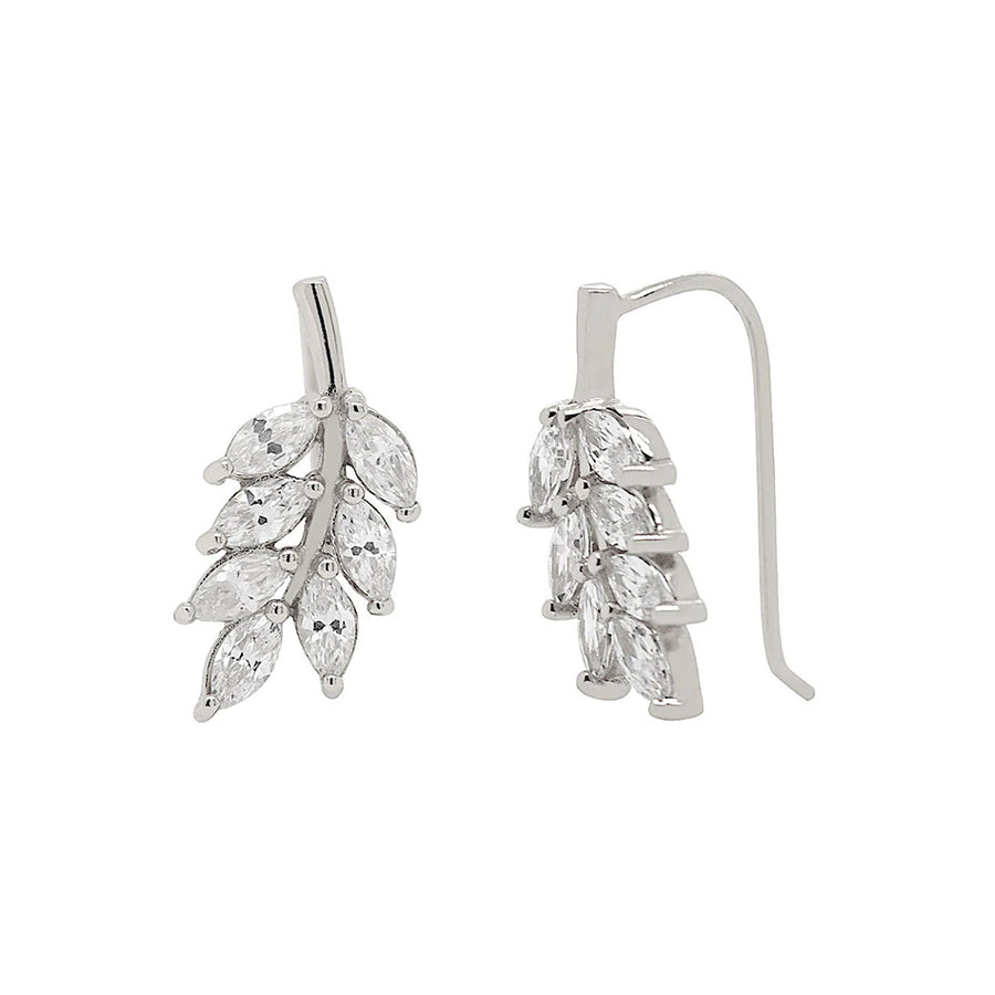 FE0859 925 Sterling Silver Lavishing Leaf Ear Climber Earrings