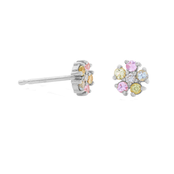FE1665 925 Sterling Silver Sapphire Flower Stud Earring