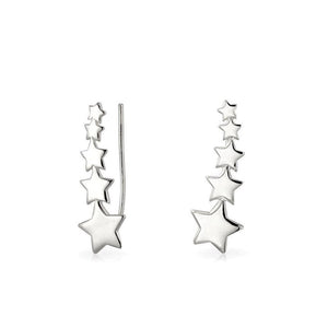 FE0812 925 Sterling Silver Blazing Star Ear Climber Earrings