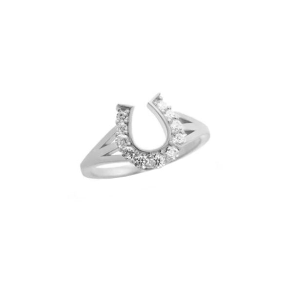 FJ0736 925 Sterling Silver Horseshoe Cubic Zirconia RING