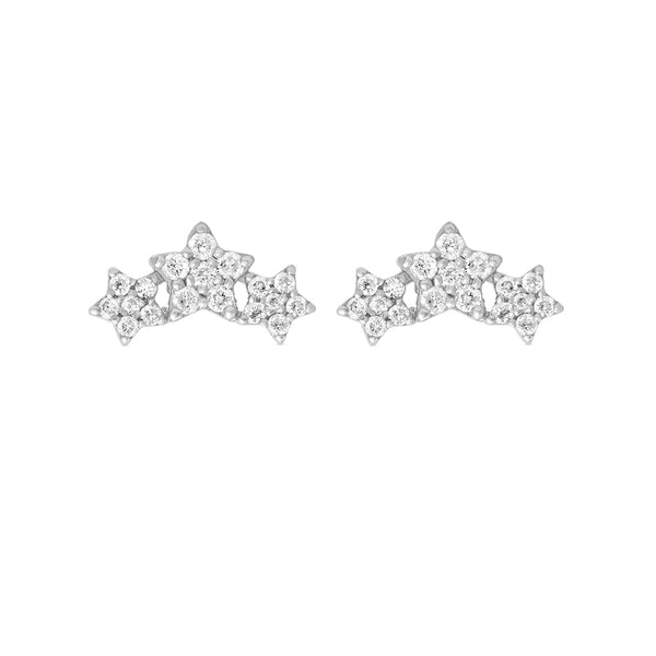 FE1556 925 Sterling Silver Zircon Three Star Stud Earrings