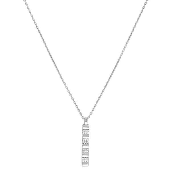 FX0921 925 Sterling Silver Vertical Bar Zirconia Necklace