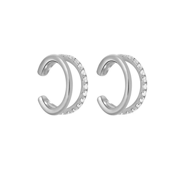 FE1418 925 Sterling Silver Crystal Earrings Cuff